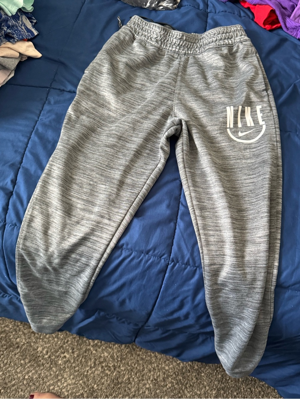 Nike Gray Heather Kids Jogger Sweatpants with Logo